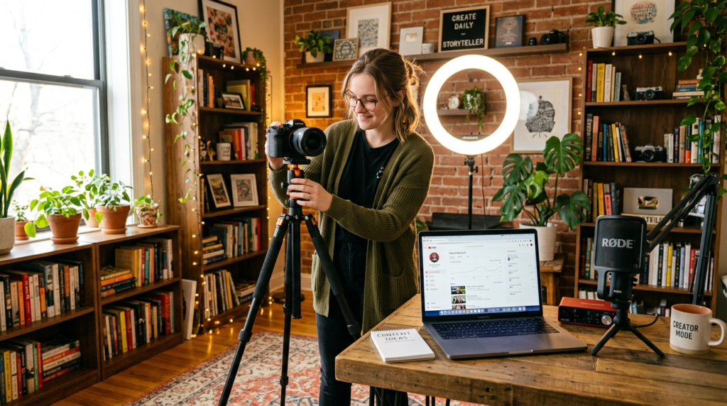 YouTube for beginners video setup workspace