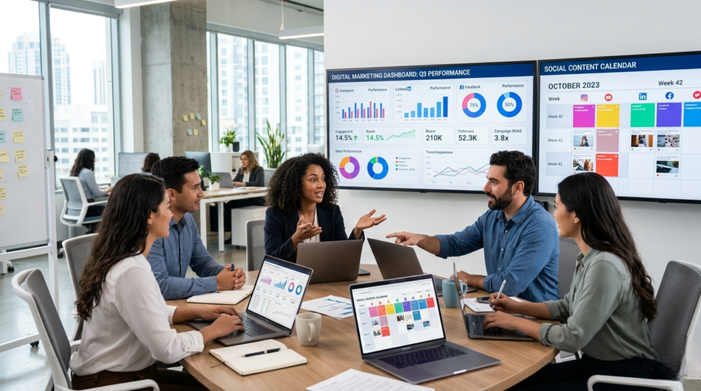 social media marketing agency professional team working