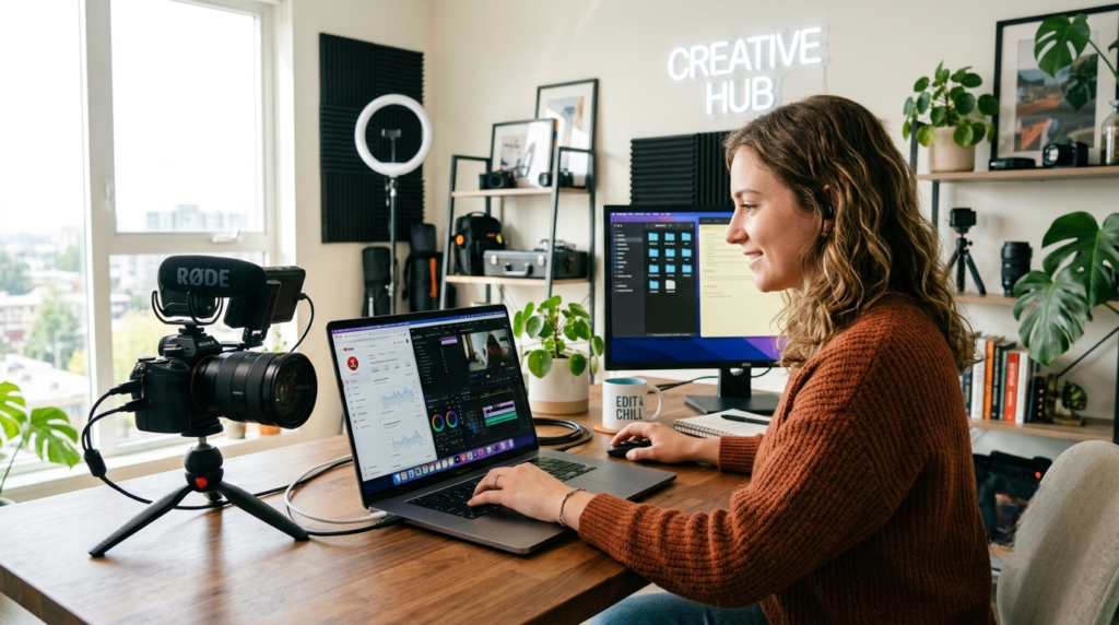 digital content creation professional workspace