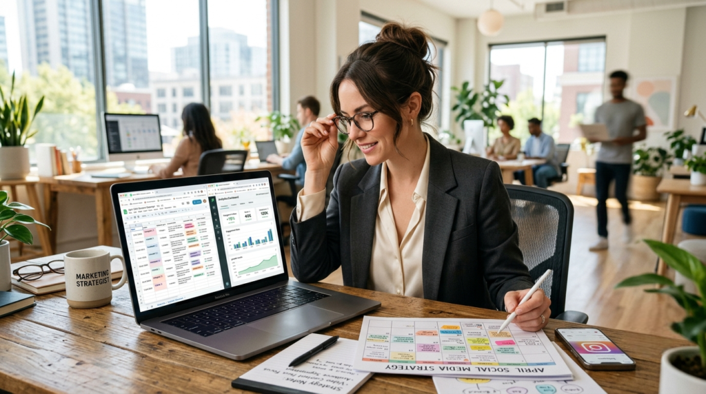 social media marketing strategy professional workspace